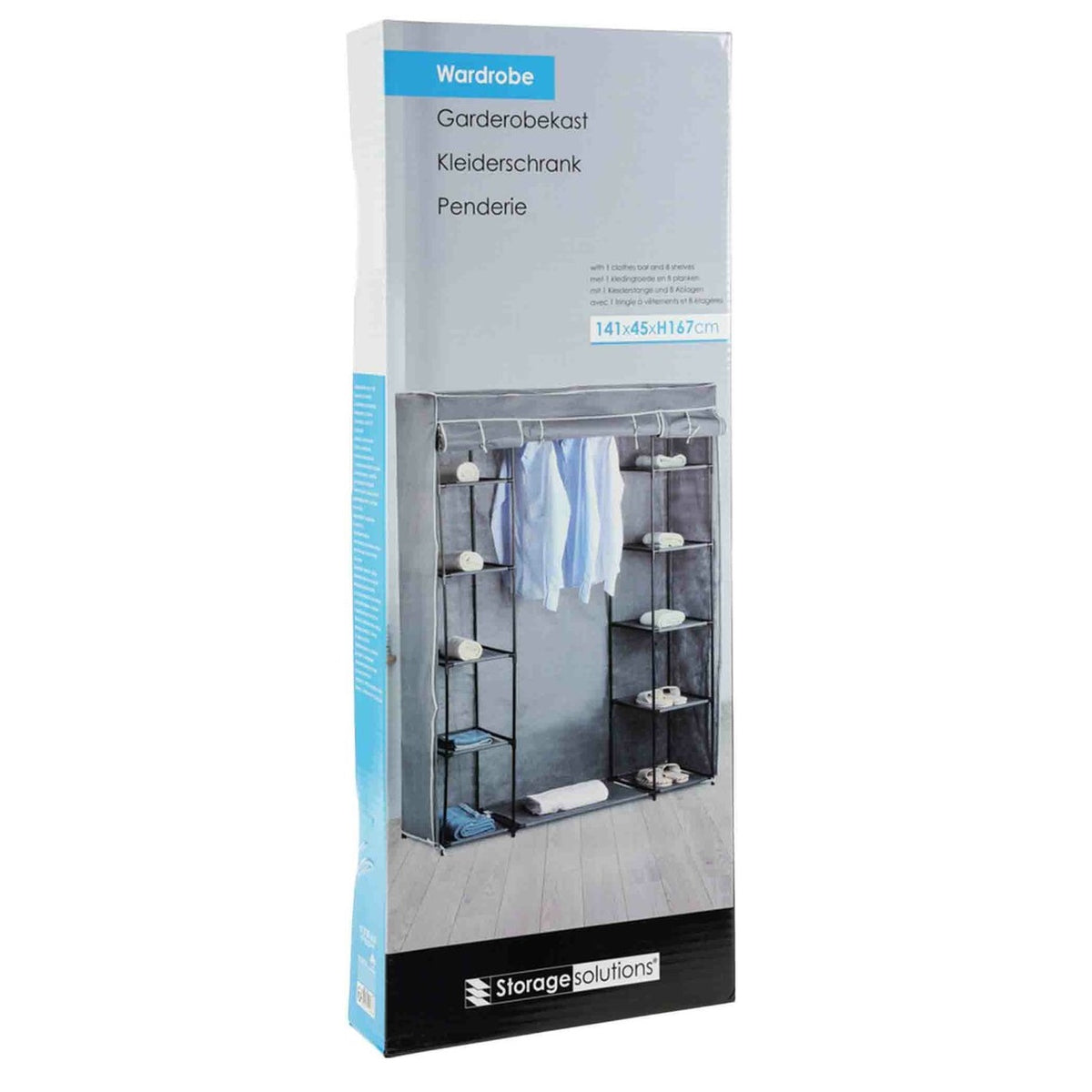 Storage Solutions Wardrobe Grey 141cm x 45cm x 167cm 055025