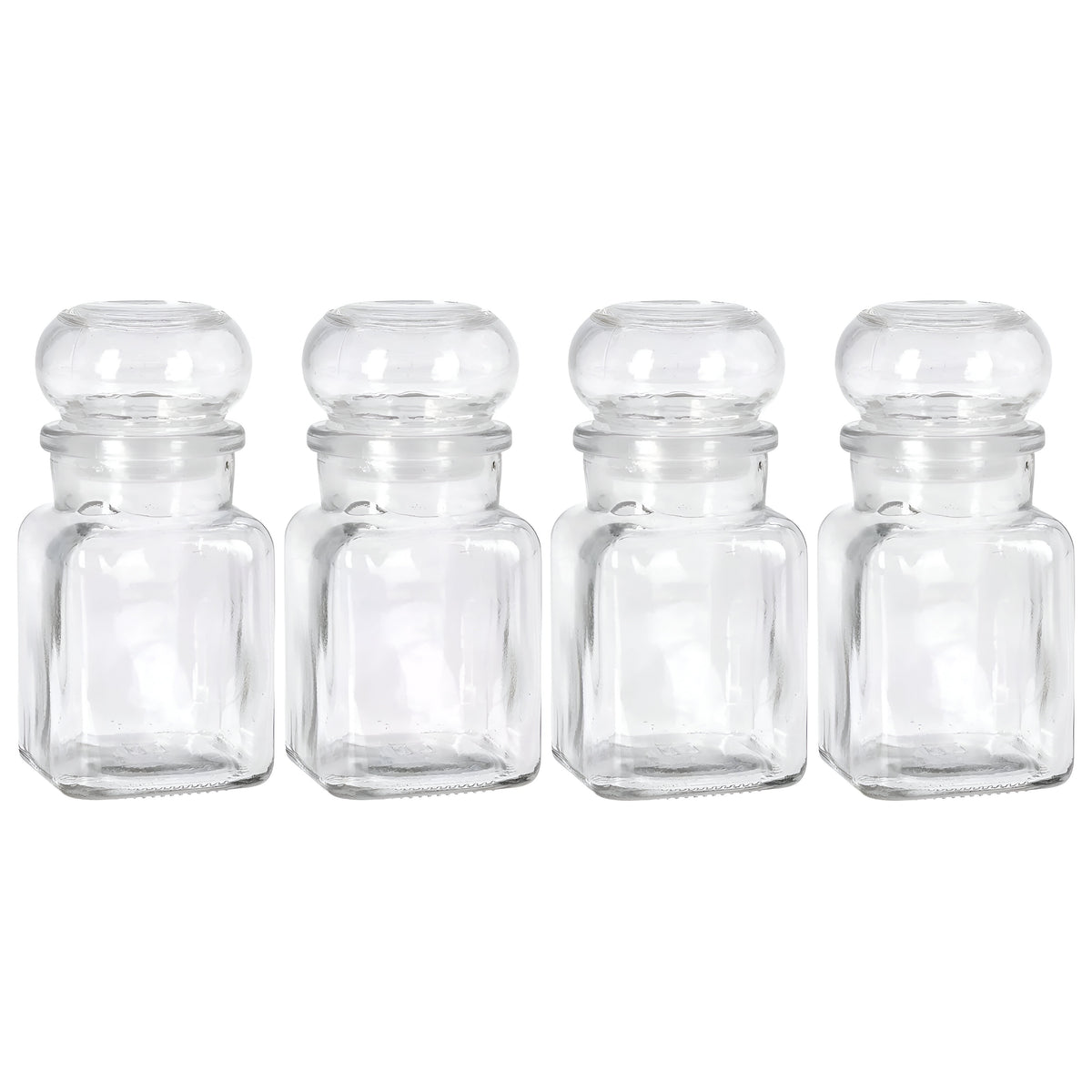 Excellent Houseware Glass  Storage Jar Transparent 150ml 55mm x 120mm Set of 4 035048