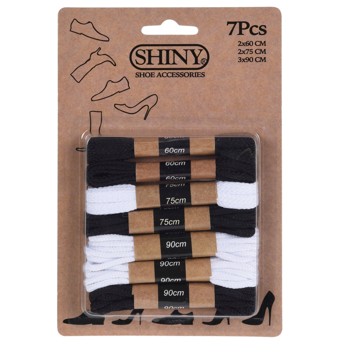 Shiny Cotton Shoelaces Assorted 7-Piece 078160