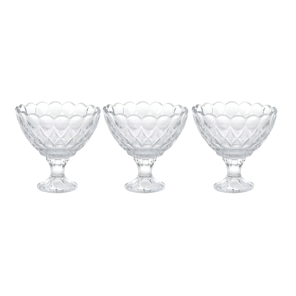 Excellent Houseware Ice Cream Cup Glasses Transparent Set of 3 085897