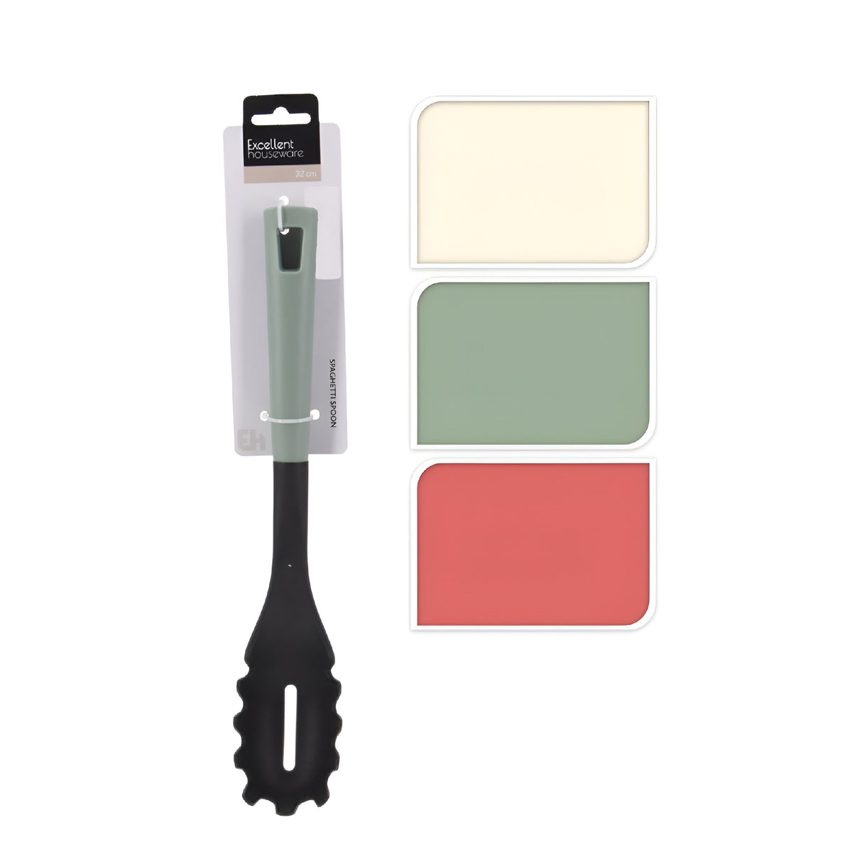 Excellent Houseware PBT Spaghetti Spoon Black 32cm 080992