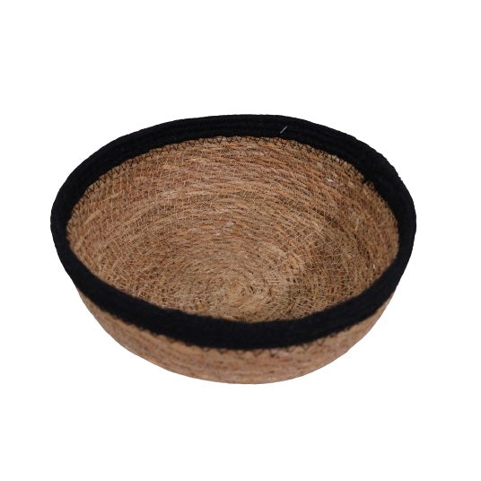 Home and Styling Seagrass Basket Black and Brown 25cm x 10cm 099532