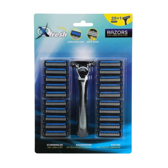 Stainless Steel Razors with Lubricating Strip Black and Blue 21-Piece 054424