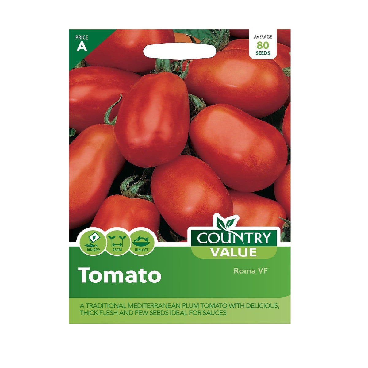 Country Value Tomato Roma VF Seeds Assorted Pack of Average 80 Seeds