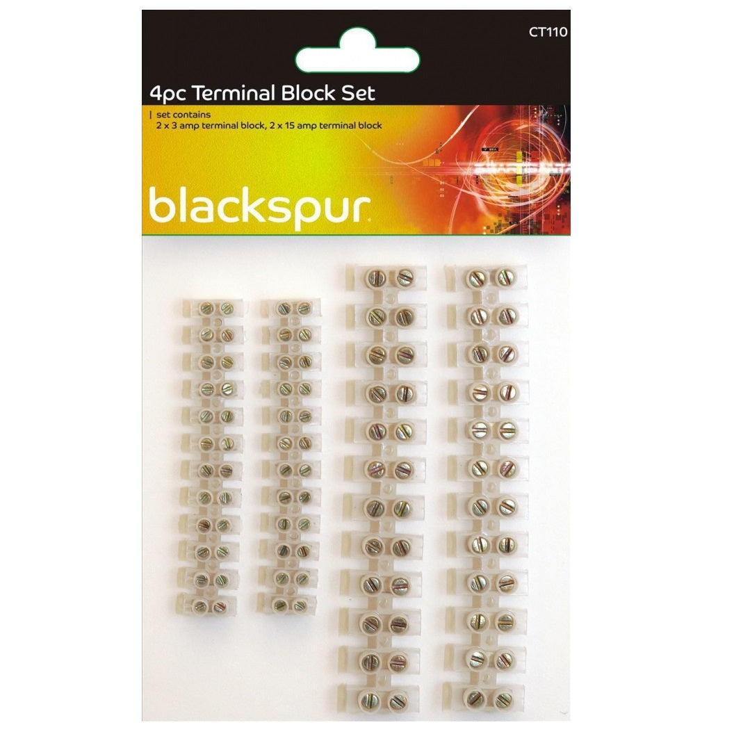 Blackspur Terminal Block Set White Pack of 4 CT110