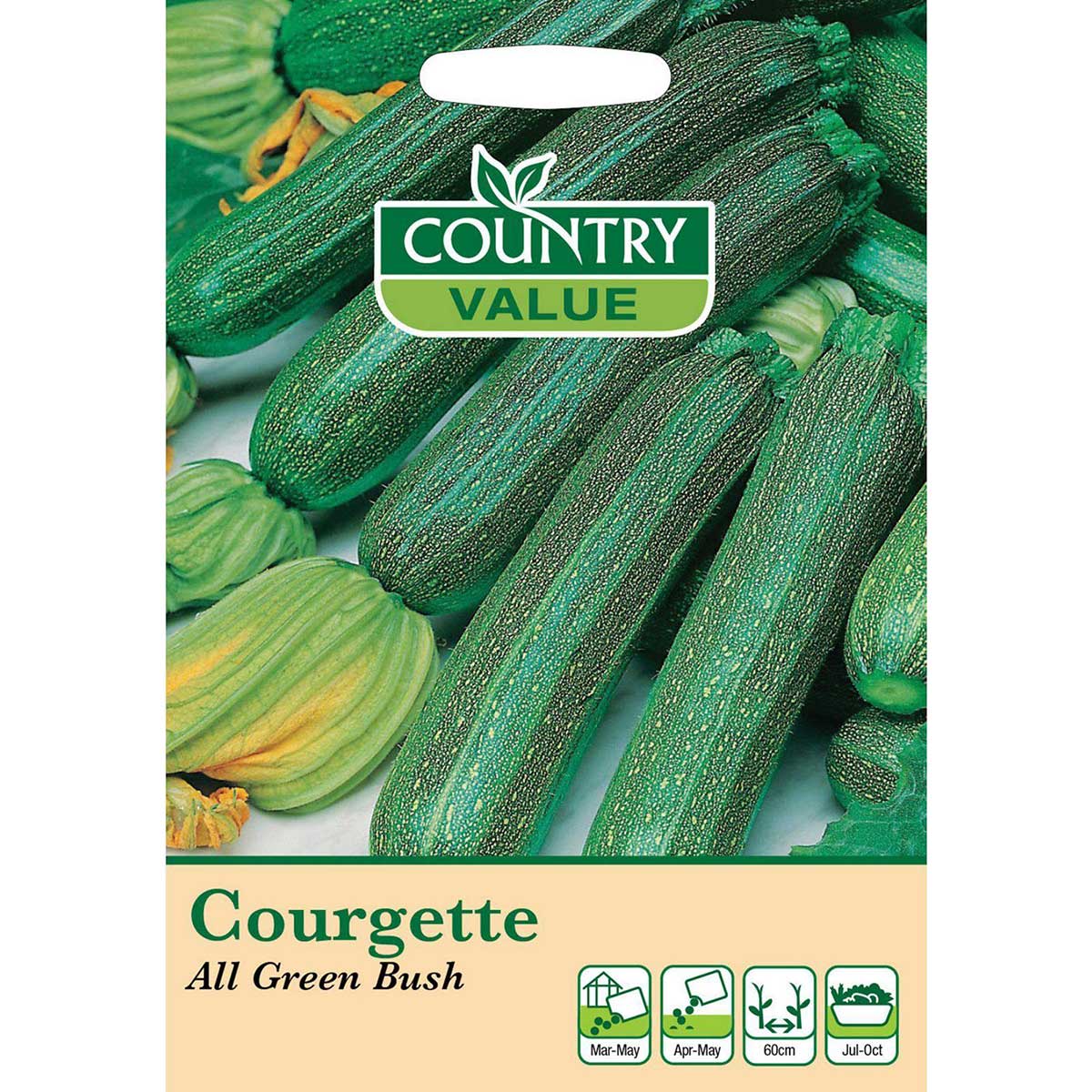 Country Value Courgette All Green Bush Pack of 15 Seeds