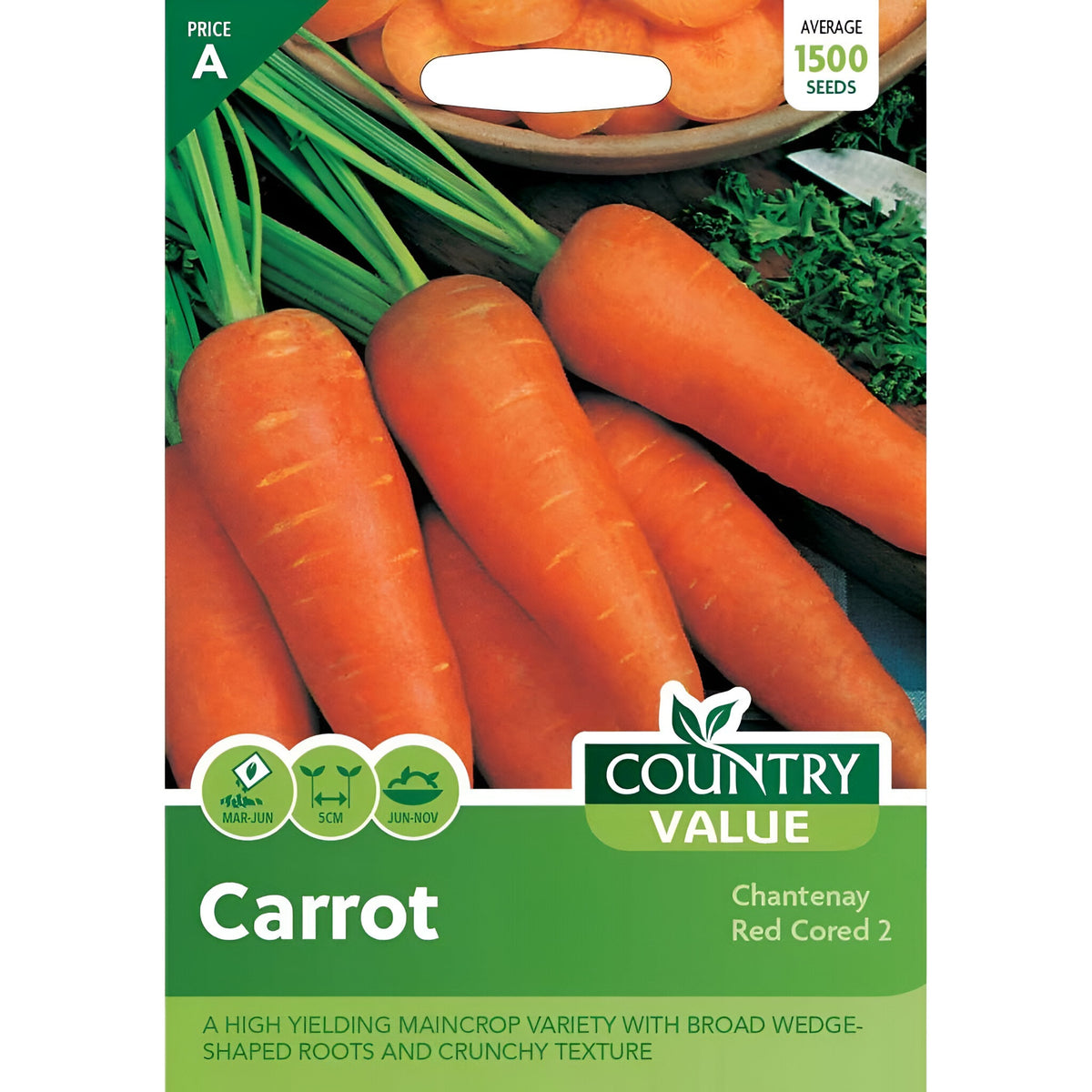 Country Value Carrot Chantenay Red Cored 2 Pack of 1500 Seeds
