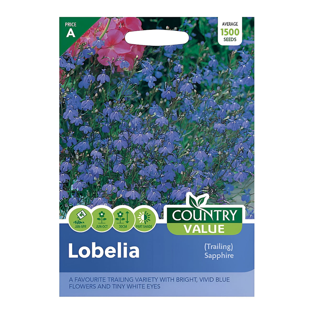 Country Value Lobelia Sapphire Seeds Assorted Pack of 1500 Seeds