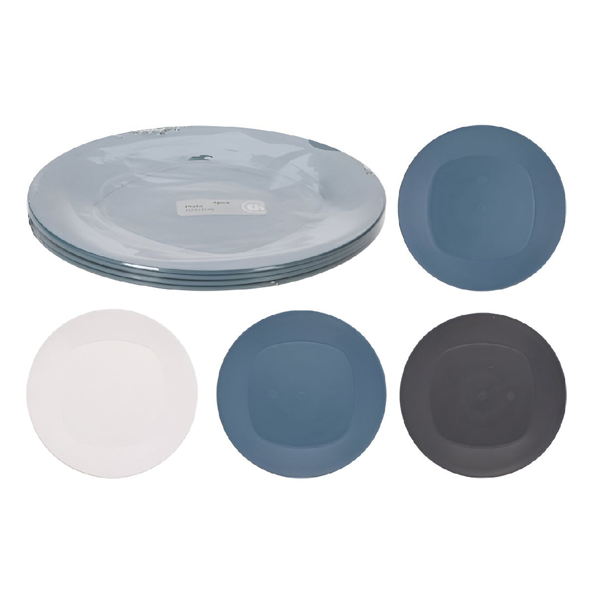 Excellent Housewares Round PP Plate Assorted 24cm x 2cm Set of 4 040220