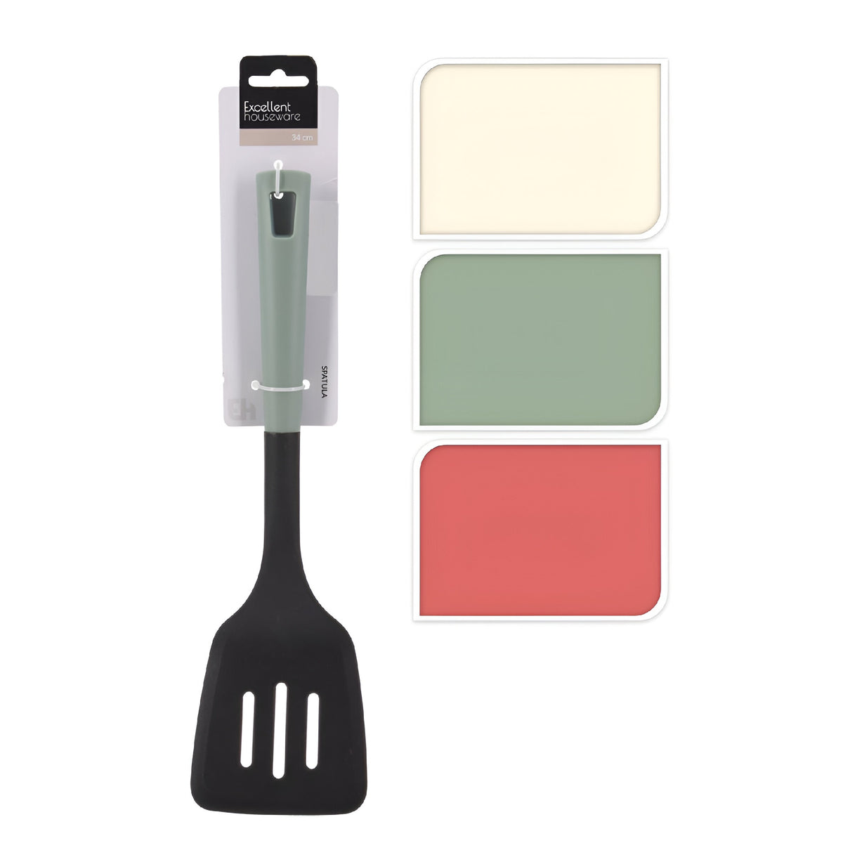 Excellent Houseware PBT Slotted Turner Spatula Assorted Colour 34cm 153202