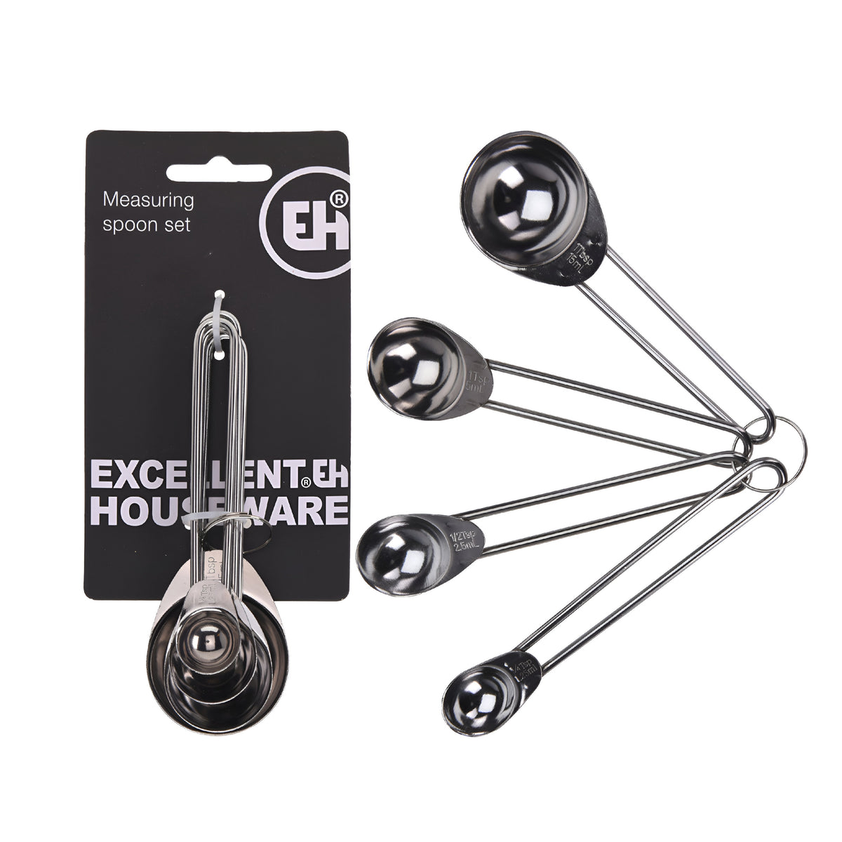 Excellent Houseware Measuring Spoon Set Stainless Steel Pack of 4 145179