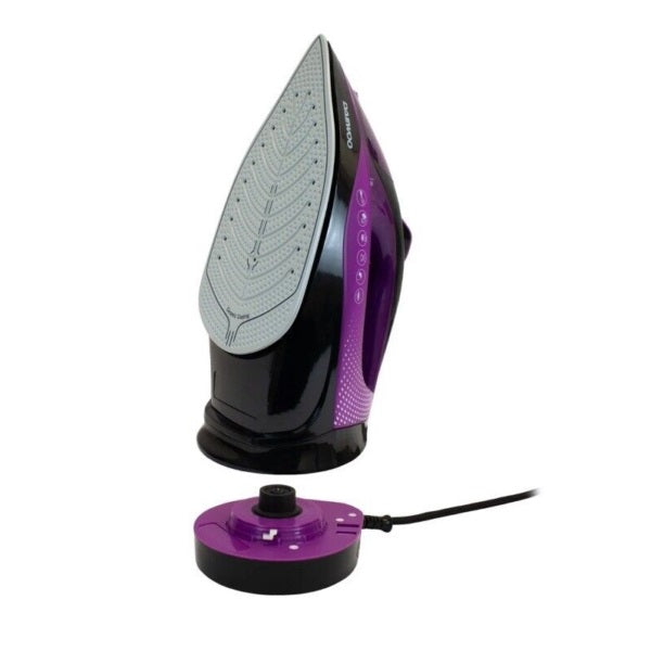 Daewoo Free Glide Cordless 2200W Steam Iron Purple and Black SDA1592 | Ceramic Coating Soleplate | Precision Tapered Tip | Steam Burst | Anti Calcium Function | Vertical Steaming
