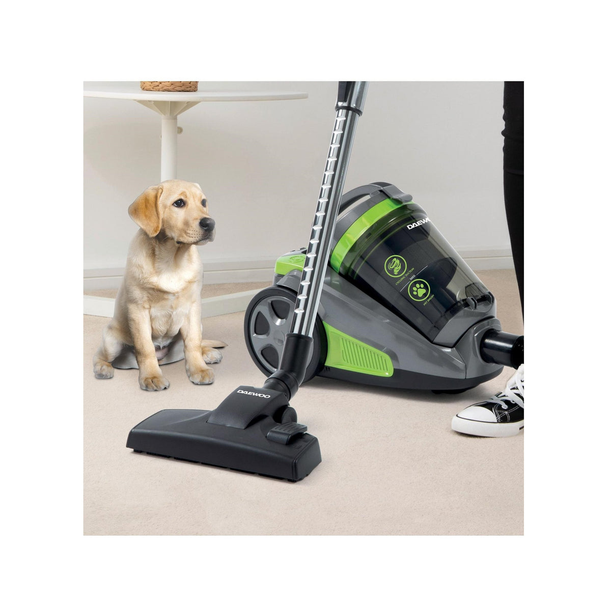 Daewoo Tornado Pet Cyclonic Vaccum 700W Black FLR00048 | Cyclonic Suction | Flexi Hose | Washable Filter | 5Mtr Power Cable | Lightweight | Air Turbo 2 in 1 | 3Ltr Dust Tank | 2Mtr Flexible Hose