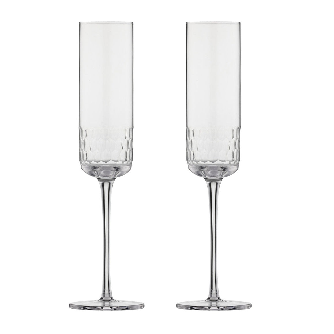 Ravenhead Pisa Flute Glasses Clear 23cl Set of 2 0041.647 | Stylish Textured Design | High Quality Glass | Durable | Suitable for all Dining Styles