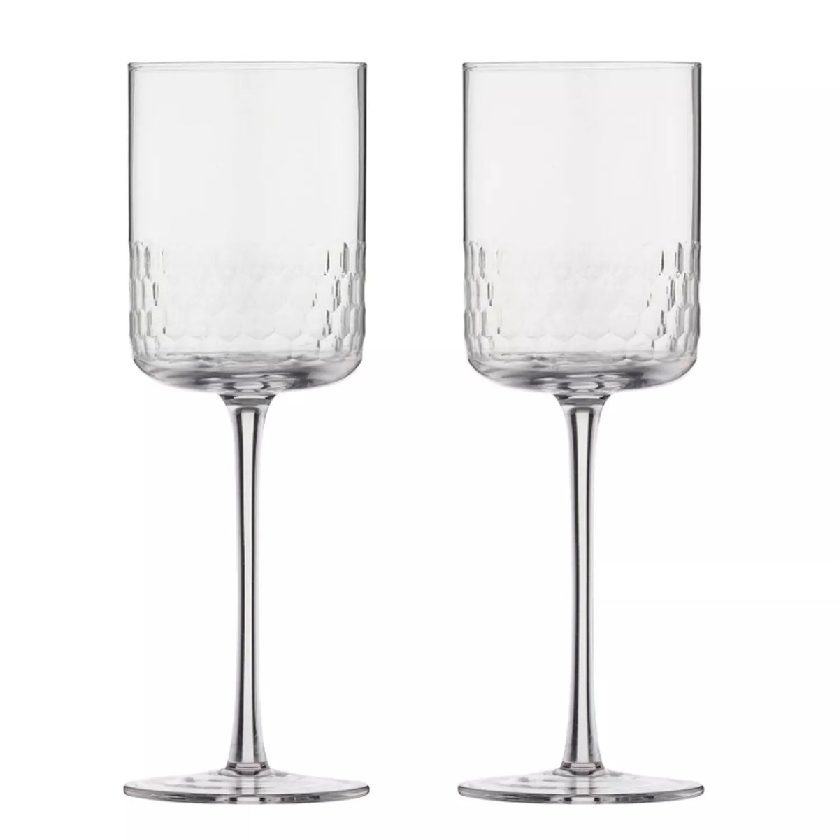 Ravenhead Pisa Wine Glasses Clear 42cl Set of 2 0041.646 | Stylish Textured Design | High Quality Glass | Durable | Suitable for all Dining Styles