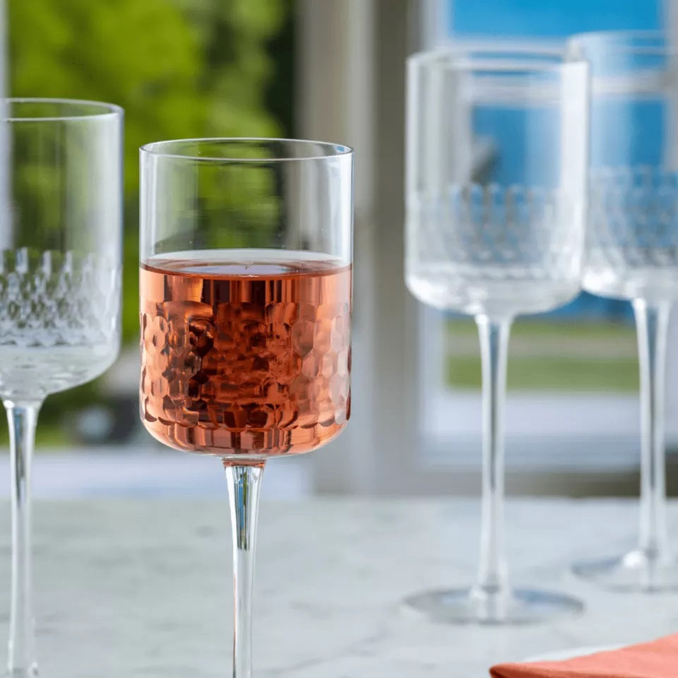Ravenhead Pisa Wine Glasses Clear 42cl Set of 2 0041.646 | Stylish Textured Design | High Quality Glass | Durable | Suitable for all Dining Styles