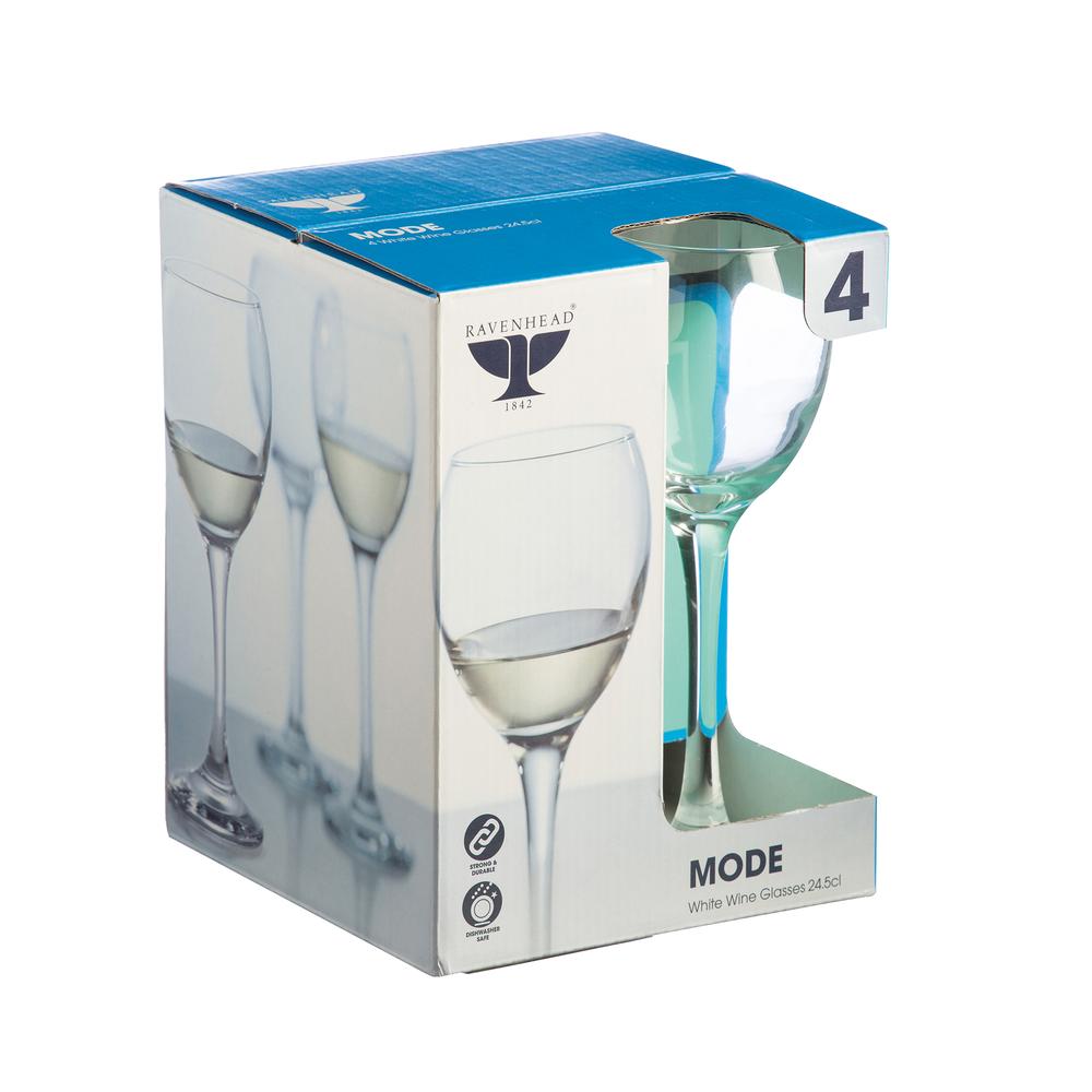 Ravenhead White Wine Glasses Transparent 24.5cl Pack of 4 0041.335 | Strong And Durable | Dishwasher Safe | Ideal Choice For Everyday Glassware