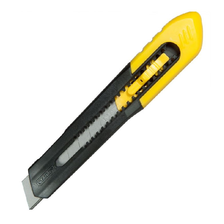 Stanley Quick Point Knife Cutter Black and Yellow 18mm x 160mm 0-10-151 | Light Duty | Snap-Off Blades | Retractable Knife