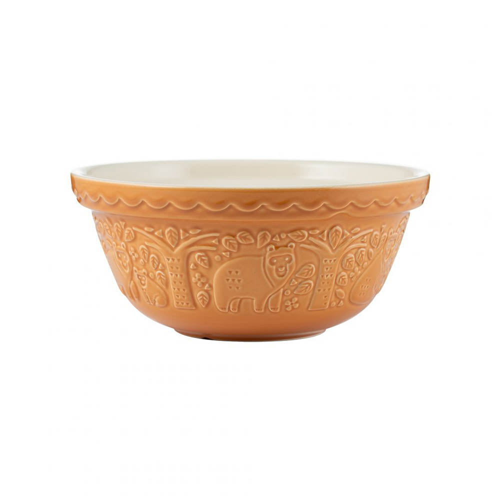 Mason Cash Mixing Bowl Ochre 24cm 2002 148 | Classic Embossed Forest Scenes Design Pattern