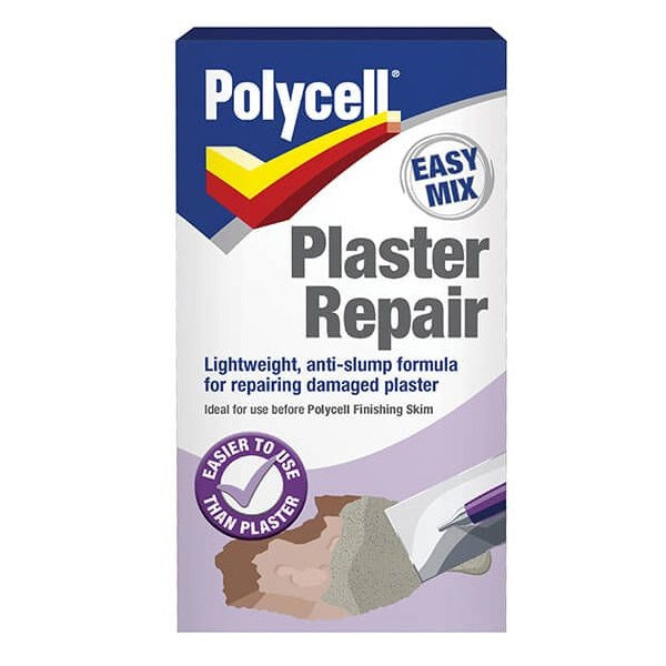 Polycell Easy Mix Plaster Repair Polyfilla Powder White 450g PLCPRP450GS | Lightweight Anti Slump Formula for Repairing Damaged Plaster