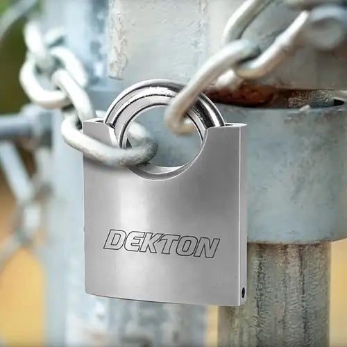Dekton Heavy Duty Closed Shackle Padlock Satin Silver 40mm DT70163 | Anti Bolt Cutter | 2 Keys Included