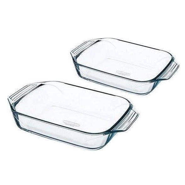 Pyrex Rectangular Roasters Clear 1.4Ltr and 2.9Ltr Set of 2 912S761