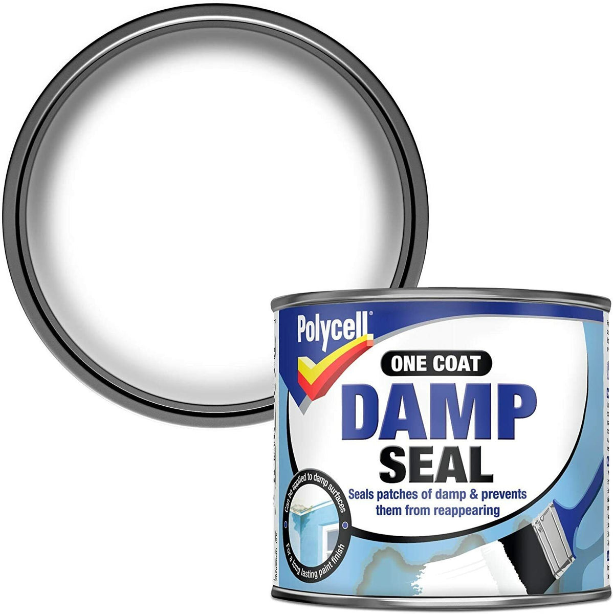 Polycell One Coat Damp Seal Matt White 2.5Ltr 5093044 | Seals Patches of Damp and Prevents Them From Reappearing | Can be Applied to Damp Surfaces | For a Long Lasting Paint Finish