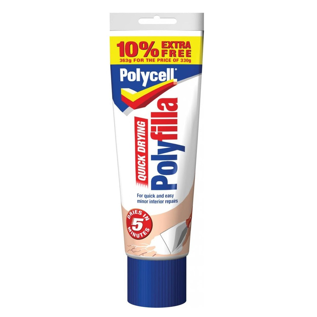 Polycell Quick Drying Polyfilla White 363gm 5093000 | For Quick and Easy Minor Interior Repairs | Quick Dry