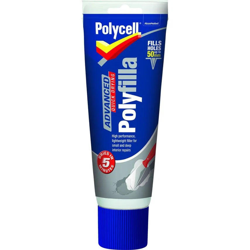 Polycell Advance Quick Drying Polyfilla Tube White 200ml PLCAPF200 | High Performance Lightweight Filler for Small and Deep Interior Repairs | Dries in 5 Minutes