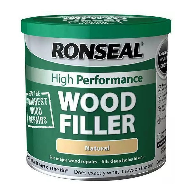 Ronseal High Performance Wood Filler Natural 550g 36095 | For Major Wood Repairs | Fills Deep Holes in One