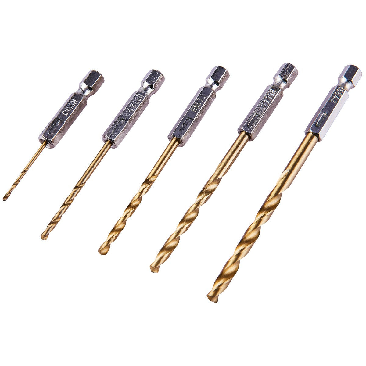 Amtech Titanium Drill Bit Set 1-4-Inch Pack of 5 F1110 | 6.25mm Hex Shank | Quick Release | Titanium Nitride Coating for Maintained Cutting Performance