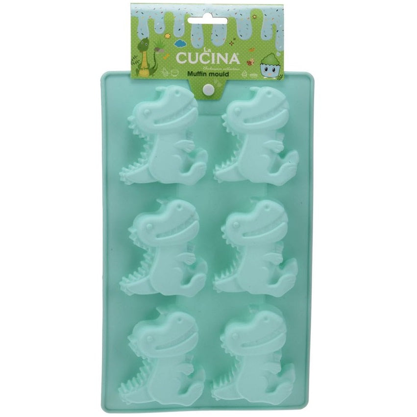 La Cucina Dino Silicone Cake Mould Green | Freezer Safe | Microwave Safe | Dishwasher Safe | Oven- Max 200 Degree Celsius