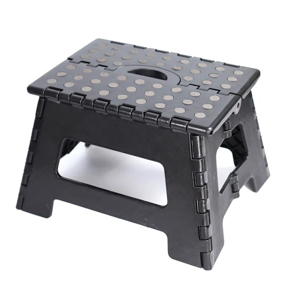 Dekton Folding Step Stool Black 31cm x 22cm x 22cm AV10016 | 150Kg Load Capacity | Space Saving | Non-slip Surface and Feet | Skid Resistant | Curved Edges | Anti-slip Grip | Easy Storage and Transport
