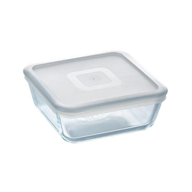 Pyrex Cook and Freeze Glass Square Dish with Plastic Lid Clear 20cm x 20cm x 7cm 2Ltr 219P001 | Easy to Store | Stackable | Dishwasher Safe | Oven Safe | Suitable for Freezer