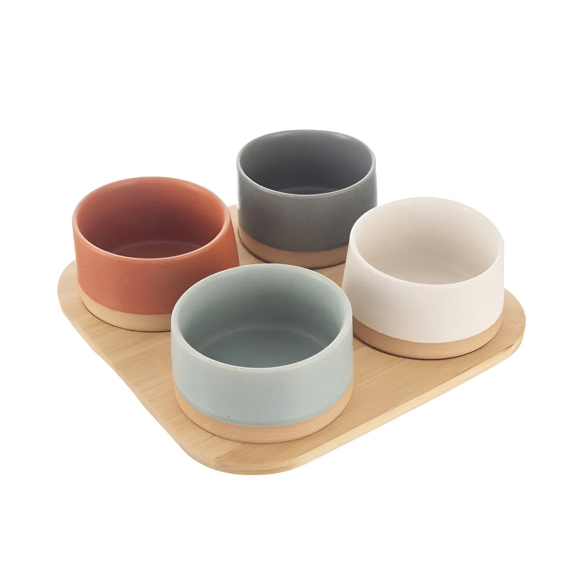 Excellent Houseware Serving Bowl Set with Serving Tray Assorted Tray - 22cm x 22cm x 1.5cm Bowls - 9.5cm x H4.5cm Pack of 5 152608