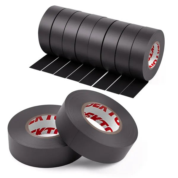 Dekton Flame Retardant Insulation Tape Black 19mm x 20Mtr Pack of 10 DT90856BK | 0.13mm Thick | Water Resistant | Self Fusing Adhesive PVC Tape | Up To 600V Protection | 0 Degree Celcius To -80 Degree Celcius Working Temp