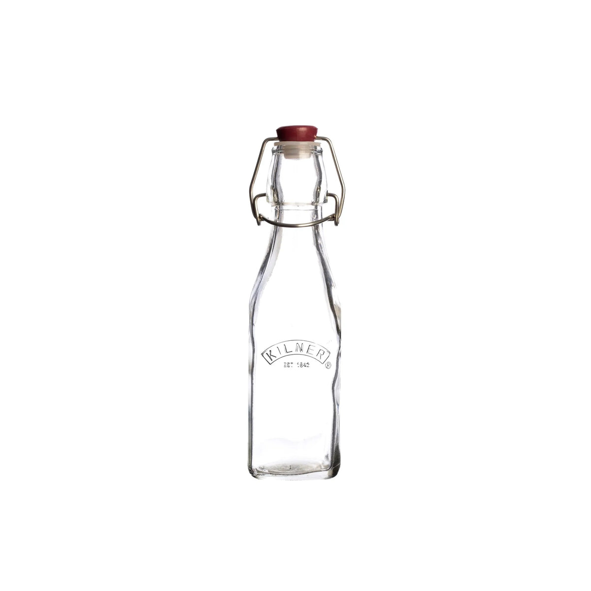 Kilner Clip Top Preserve Square Bottle Transparent 0.25 Litre 56mm x 56mm x 200mm 0025.470 | For Homemade Drinks and Sauces | BPA Free | Stainless Steel Clip