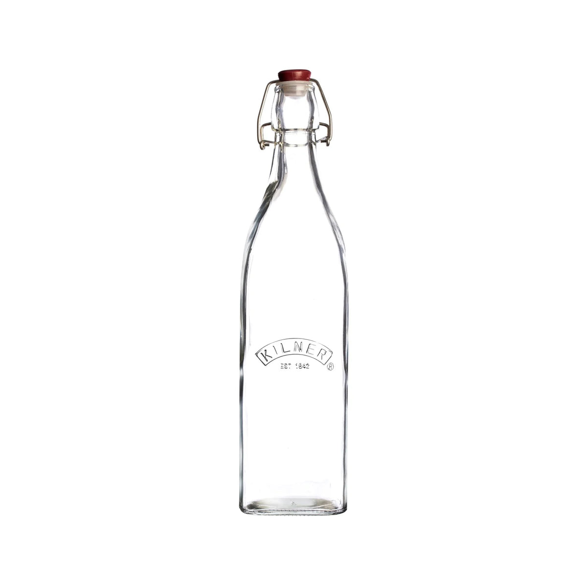 Kilner Clip Top Preserve Square Bottle Transparent 500ml 67mm x 67mm x 274mm 0025.471 | For Homemade Drinks and Sauces | BPA Free | Stainless Steel Clip