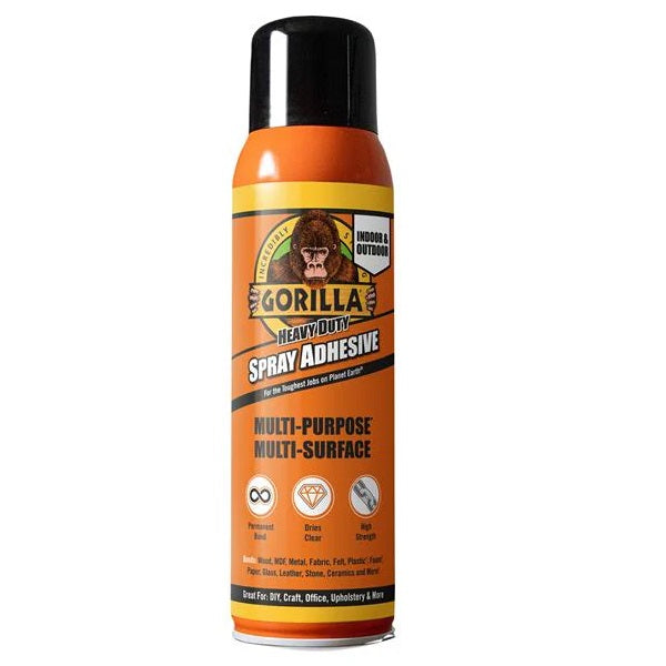 Gorilla Heavy Duty Spray Adhesive 400ml 521 | Multi-Purpose | Multi-Surface | Permanent Bond | Dries Clear | High Strength