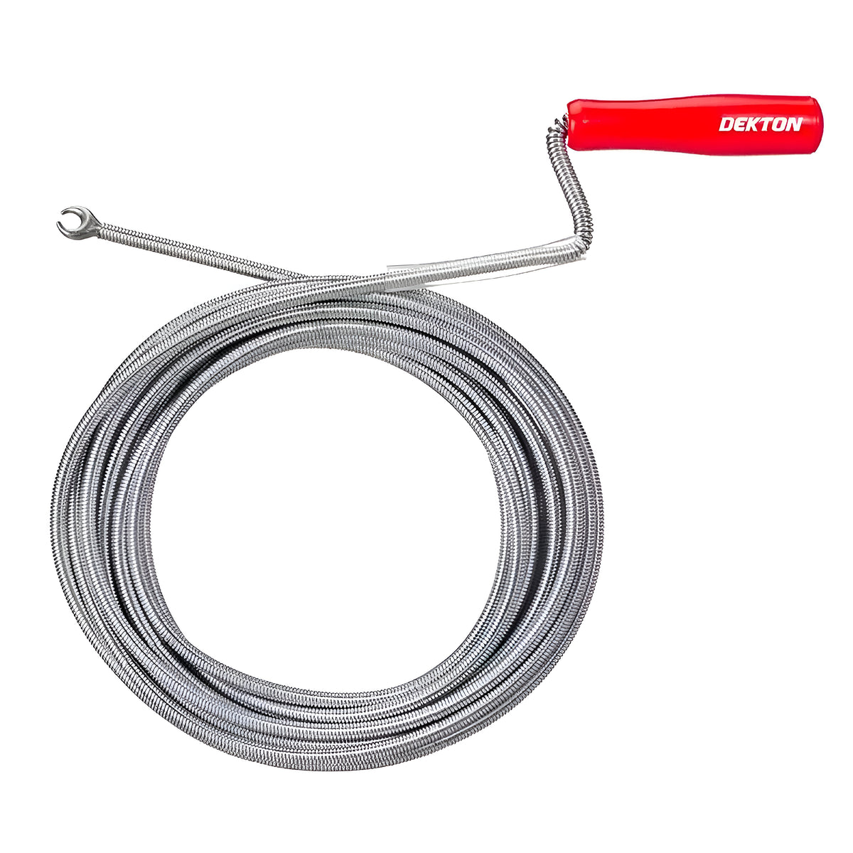 Dekton Flexible Drain and Pipe Unblocker Silver 5Mtr DT30354 | Remove Stubborn Blockages | For Toilets - Wash Basins - Showers -Bathtubs | Ideal for Cleaning Kitchen Sinks and Syphons | Claw End | Spring Steel | Long Flexible Spiral Tool