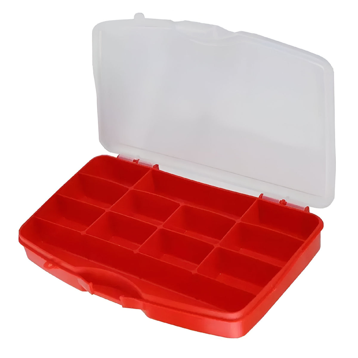 Dekton Midi Organizer with 12 Compartments Red and Clear DT50125 | Ideal for Engineers - Workshop and Tool Storage