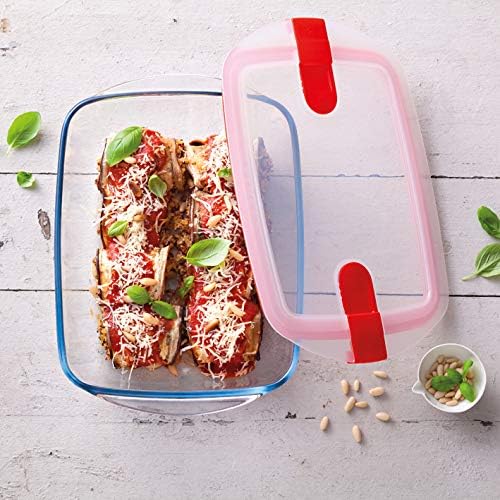 Pyrex Cook and Heat Rectangular Dish Transparent 23cm x 15cm x 7cm 1.2Ltr 215PH00 | Airtight BPA-free Lid | Multi-uses | 220 degree Thermal Shock | Cook | Store | Reheat | Microwave Safe