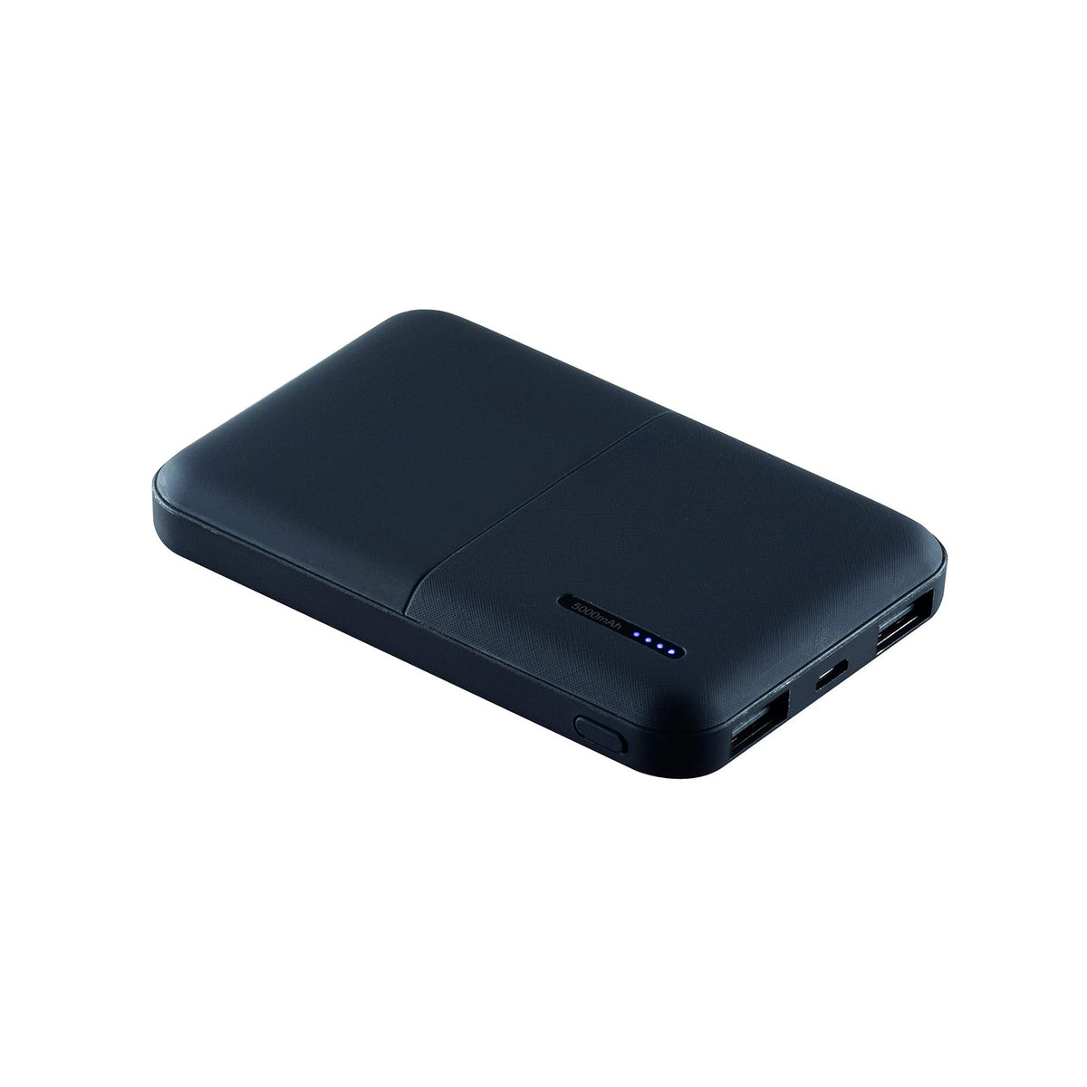 Daewoo Dual Port Power Bank Black CT005068 | 5000mAh | 2.0A Total Output | Fast Charge | Dual USB A Ports | C-Type In and Out Port | Compact Design | Soft Touch Finish | IC Protection | Power Button | For Phone | Tablet | Gadget