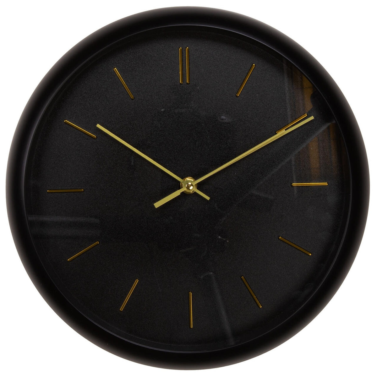 Battery Operated Wall Clock Black and Gold 30cm x 4.5cm 607877