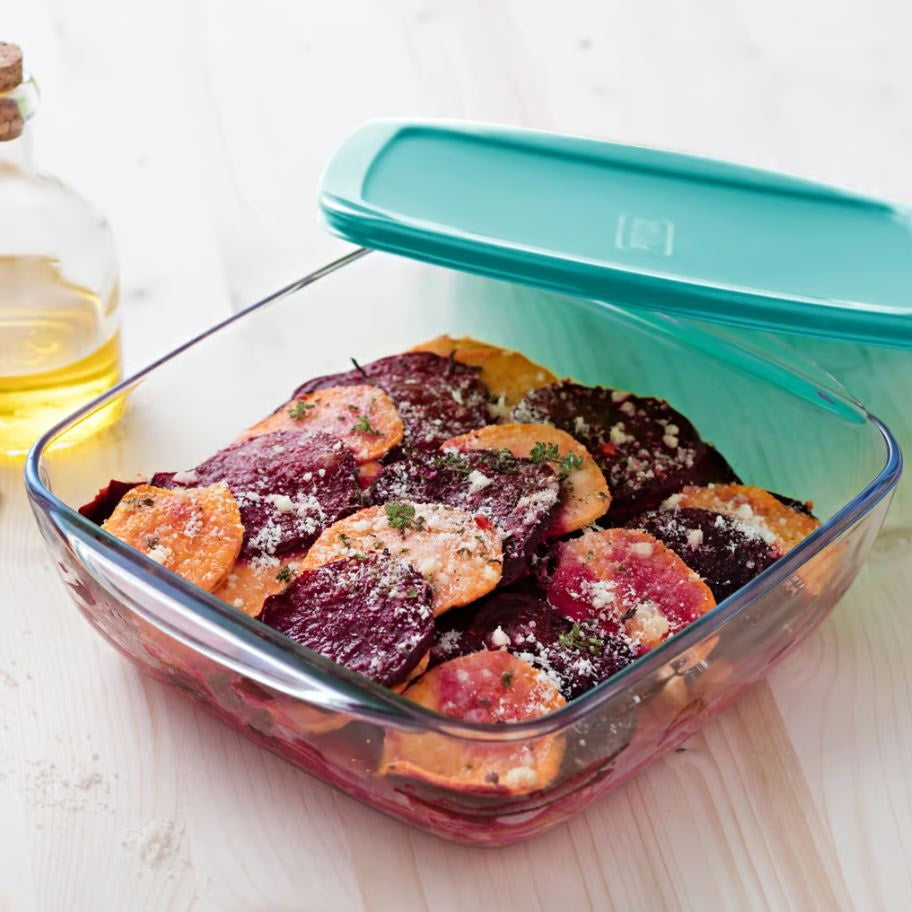 Pyrex Cook and Store Rectangular Dish Transparent 25cm x 22cm x 7cm 2.2Ltr 212P000 | Airtight BPA-free Lid | Multi-uses | Manipuler Handle| Microwave Safe | 3 Conserver Store | Stackable