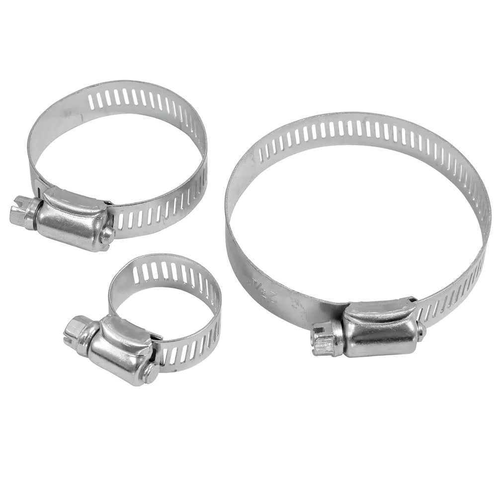 Dekton Hose Clip Set Silver Pack of 15 DT30915 | Worm Gear Type | 16mm | 20mm | 25mm