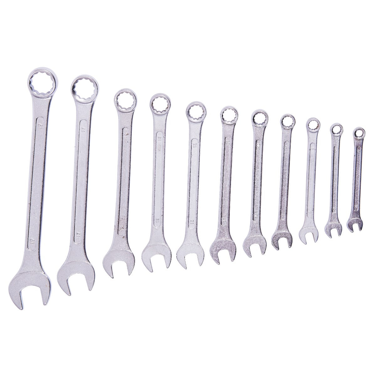 Amtech Combination Spanner Set with Rack Silver Pack of 11 K0425 | Strong Drop Forged Steel | Chrome Plated for Corrosion Resistance | Sizes from 6mm-19mm