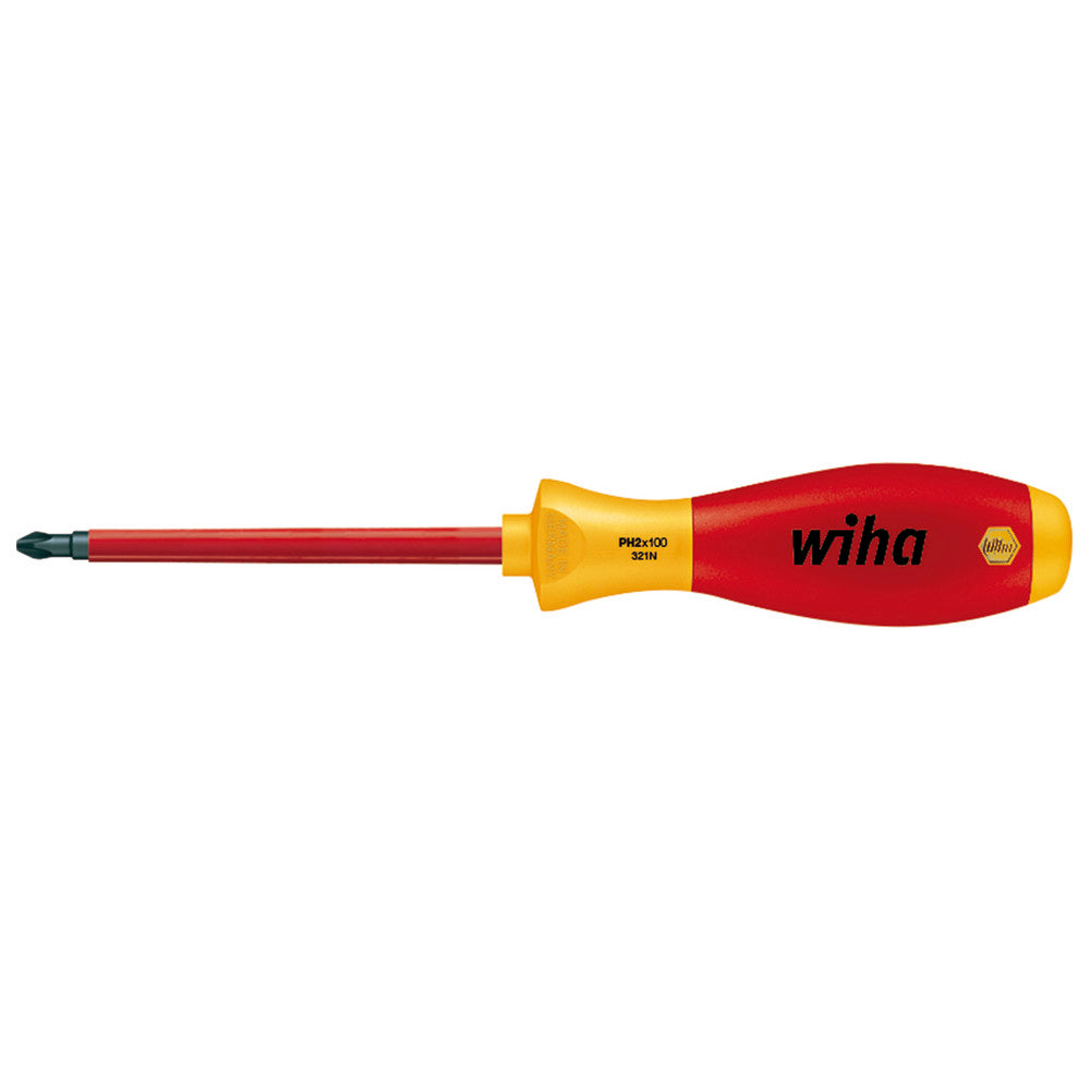 Wiha Soft Finish 321N VDE-Zero Phillips Screwdriver Red and Yellow 60mm WHA-00846