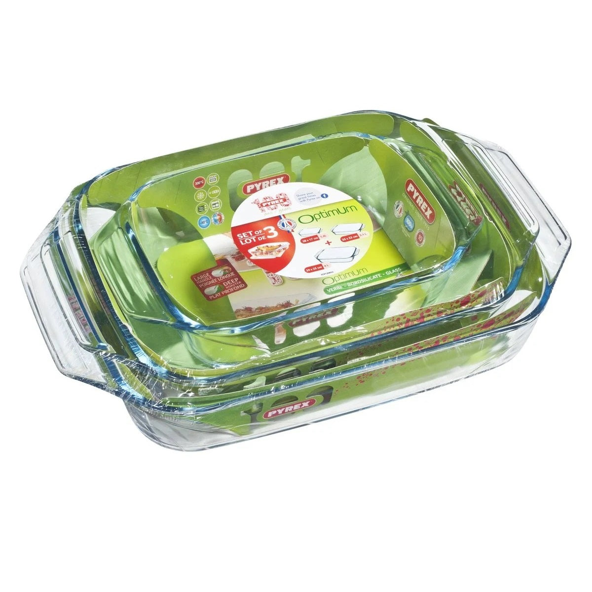 Pyrex Rectangular Roasters Clear 3Pk 912S735