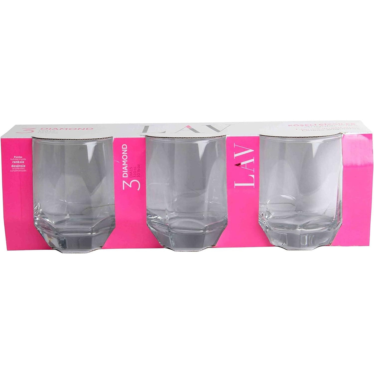 Lav Diamond Whisky Glass Clear 310cc 3Pk DIA15
